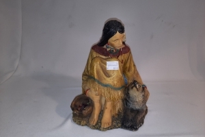 Indian Maiden zittend met wolf 