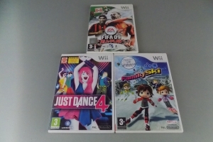 Wii Just Dance 4, Fifa 09 en Family Ski