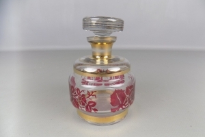 Glaze antike parfum potje met bloemetjes decoratie