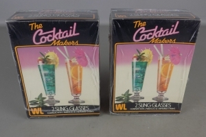 4 Sling cocktail glazen met parasols en buigbare rietjes
